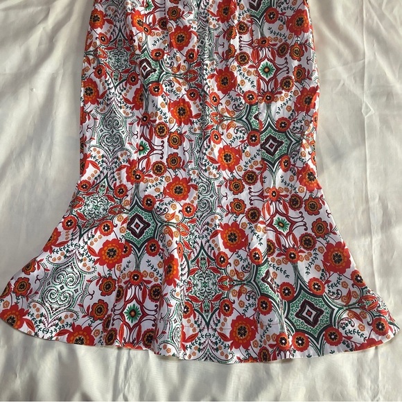 NEW! Anthropologie- The Cecily Sweetheart Dress Women’s Size M Orange Motif - Picture 9 of 11